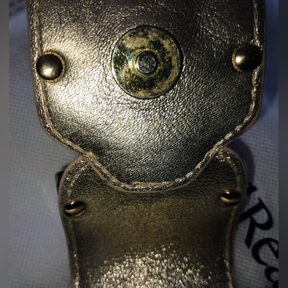 ROBERTO CAVALLI GOLD LEATHER MINI POCHETTE WRISTLET WALLET AUTHENTIC AND RARE! - Picture 11 of 13